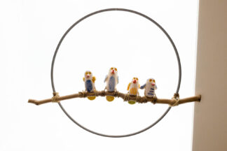 Sculpture 4 oiseaux à suspendre